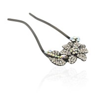 Шпилька для волос металлическая с украшениями из страз (8110) вариант 02