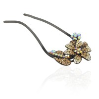 Шпилька для волос металлическая с украшениями из страз (8110) вариант 03