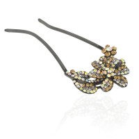 Шпилька для волос металлическая с украшениями из страз (8110) вариант 06