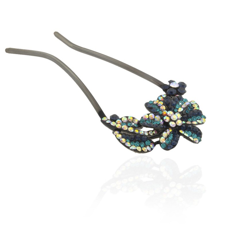 Шпилька для волос металлическая с украшениями из страз (8110) вариант 08