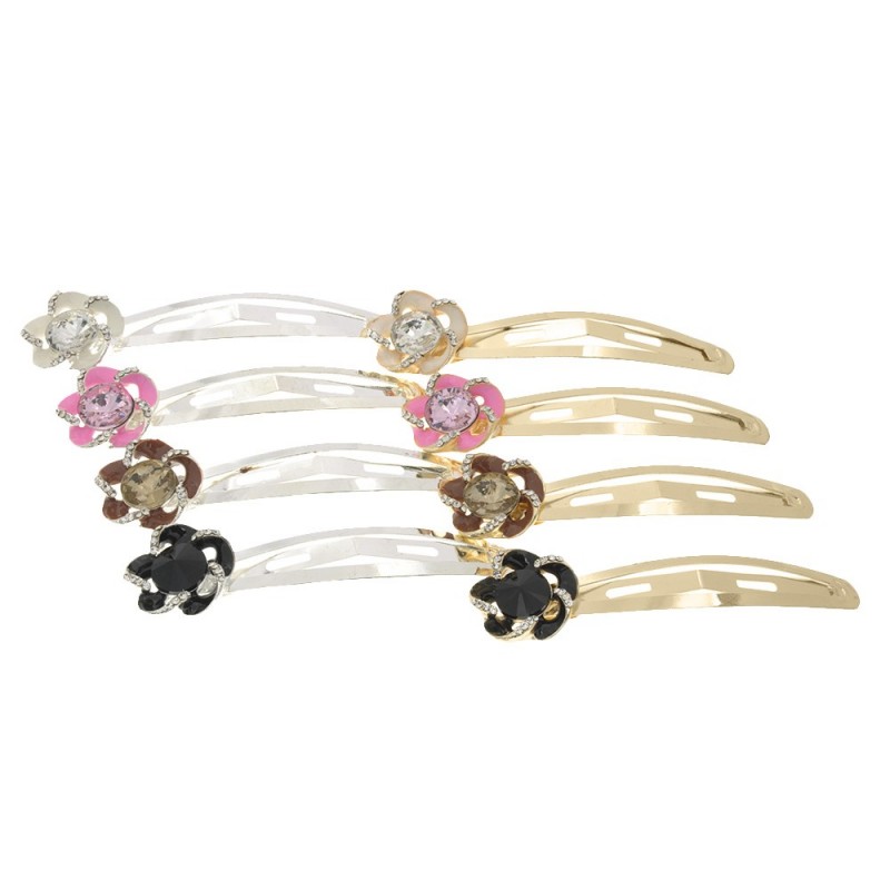 Заколка-хлопушка для волос со стразами 7см (10965) вариант упаковка 12шт