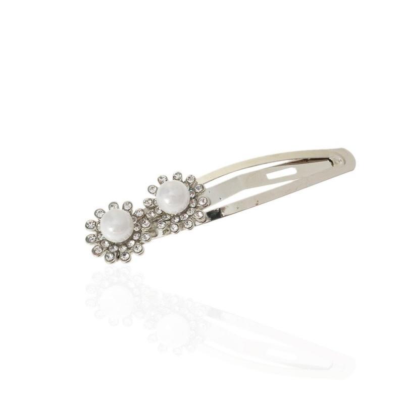 Заколка-хлопушка для волос со стразами 7см (13915) вариант 01