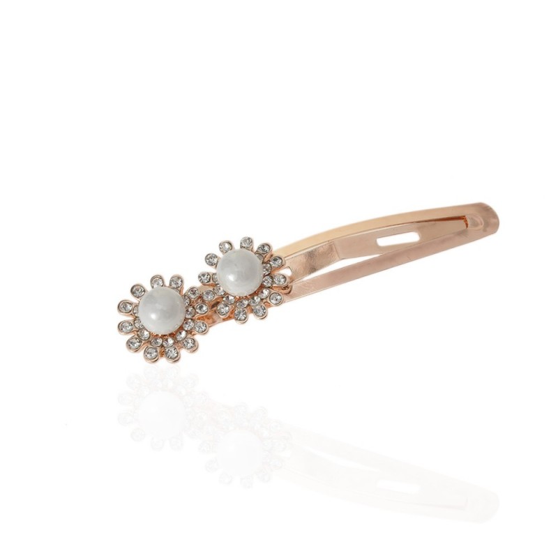 Заколка-хлопушка для волос со стразами 7см (13915) вариант 03