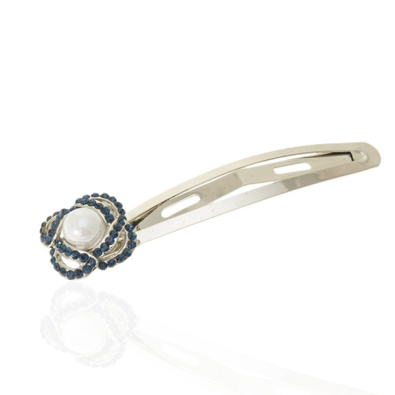 Заколка-хлопушка для волос со стразами 7см (13951) вариант 02