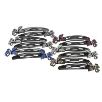 Пара заколок-хлопушек для волос со стразами 6.2см 2шт (3573) вариант упаковка 6шт