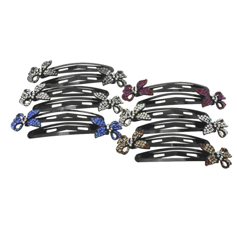 Пара заколок-хлопушек для волос со стразами 6.2см 2шт (3573) вариант упаковка 6шт