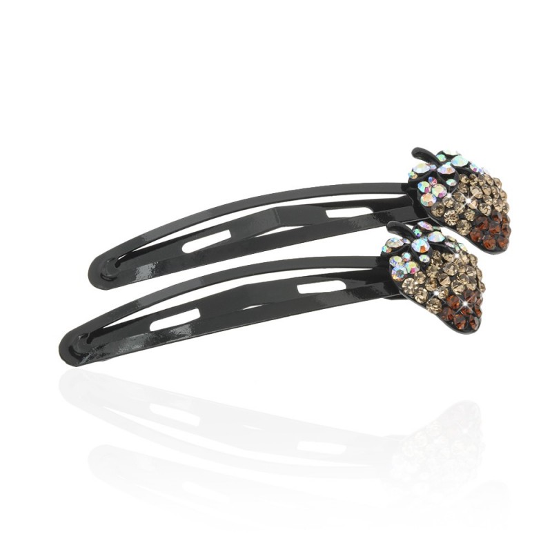 Пара заколок-хлопушек для волос со стразами 6.8см 2шт (3574) вариант 06