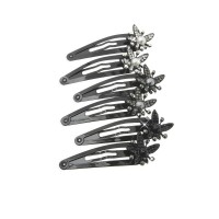 Пара заколок-хлопушек для волос со стразами 5.9см 2шт (6140) вариант упаковка 12шт