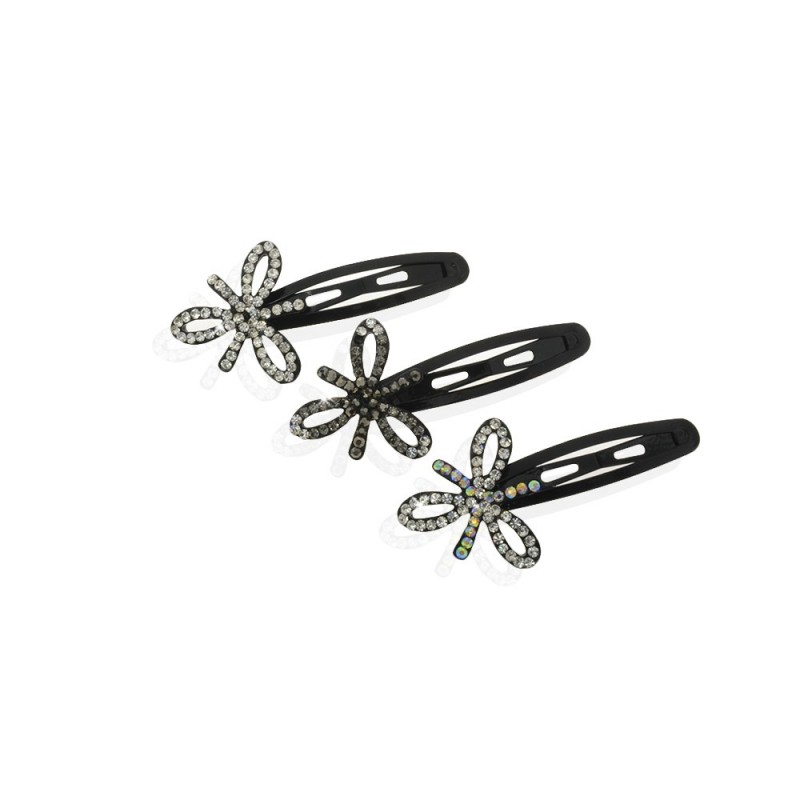 Заколка-хлопушка для волос со стразами 5.7см (9458) вариант упаковка 6шт