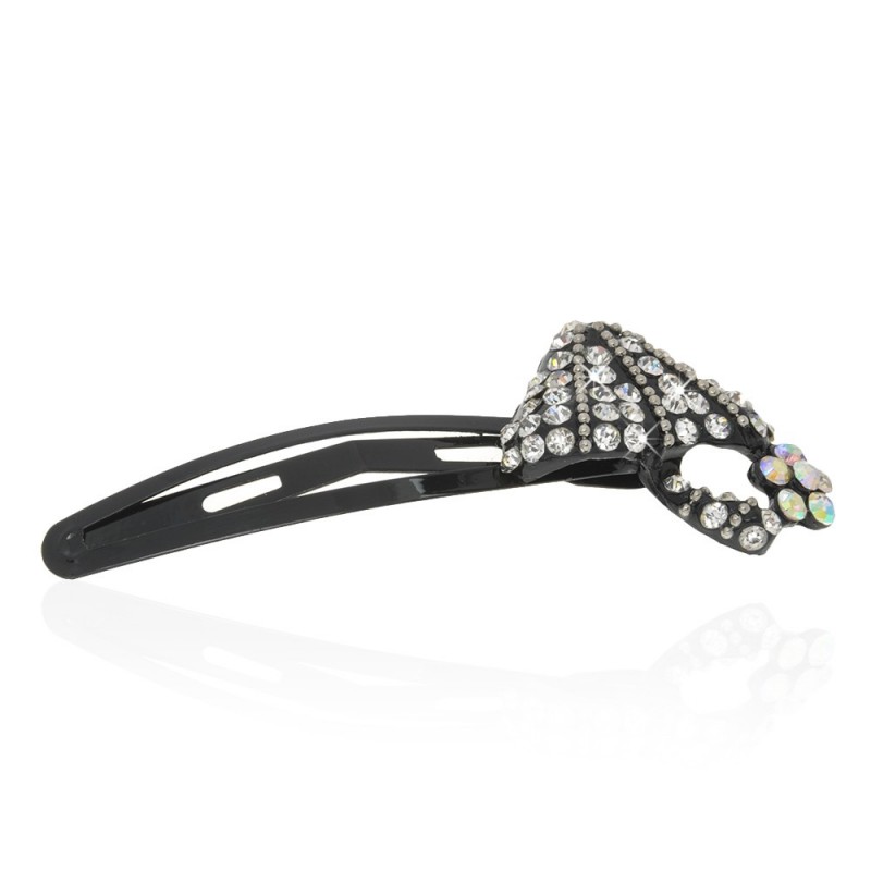 Заколка-хлопушка для волос со стразами 7.6см (10682) вариант 01