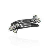 Пара заколок-хлопушек для волос со стразами 5.4см 2шт (3290) вариант 02