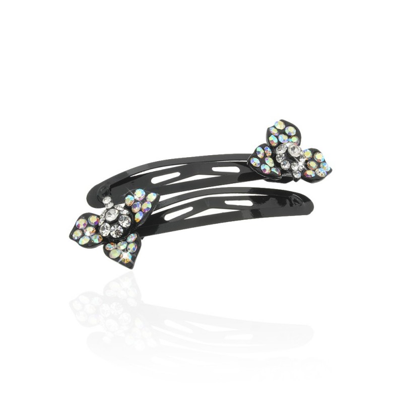 Пара заколок-хлопушек для волос со стразами 5.4см 2шт (3290) вариант 02