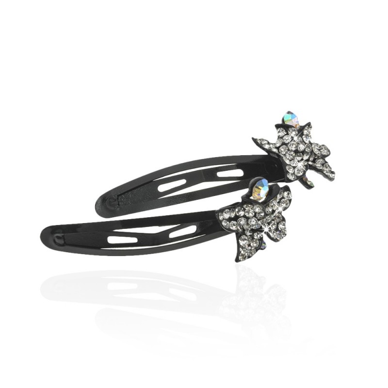 Пара заколок-хлопушек для волос со стразами 5.6см 2шт (3291) вариант 02