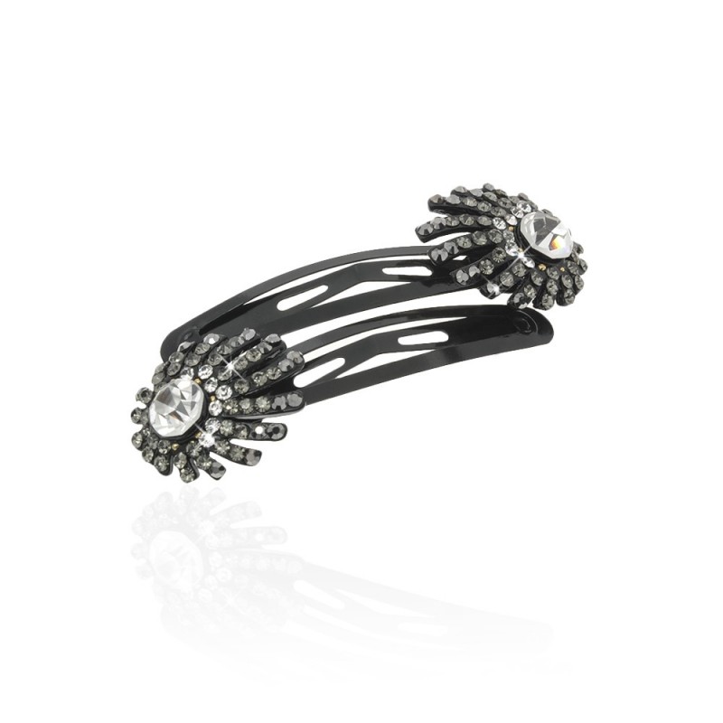 Пара заколок-хлопушек для волос со стразами 5.3см 2шт (3571) вариант 03