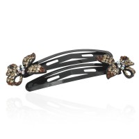 Пара заколок-хлопушек для волос со стразами 6.2см 2шт (3573) вариант 03