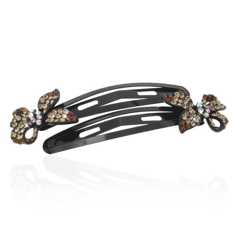 Пара заколок-хлопушек для волос со стразами 6.2см 2шт (3573) вариант 03