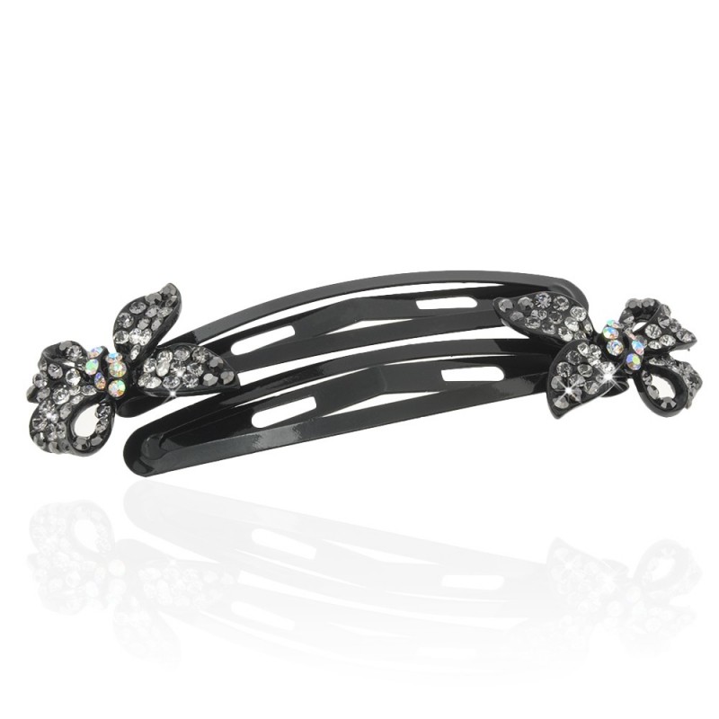 Пара заколок-хлопушек для волос со стразами 6.2см 2шт (3573) вариант 06