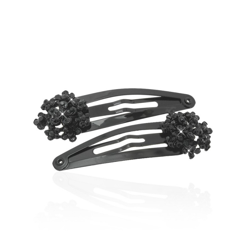 Пара заколок-хлопушек для волос со стразами 5.8см 2шт (6138) вариант 01