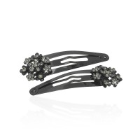 Пара заколок-хлопушек для волос со стразами 5.8см 2шт (6138) вариант 02