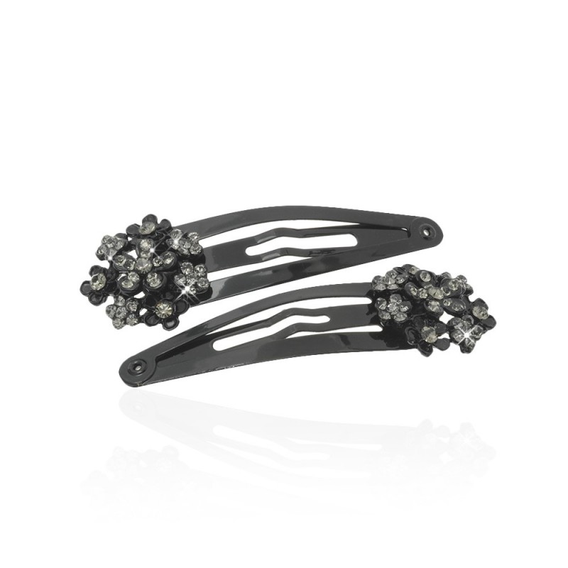 Пара заколок-хлопушек для волос со стразами 5.8см 2шт (6138) вариант 02