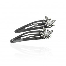 Пара заколок-хлопушек для волос со стразами 5.9см 2шт (6140) вариант 02