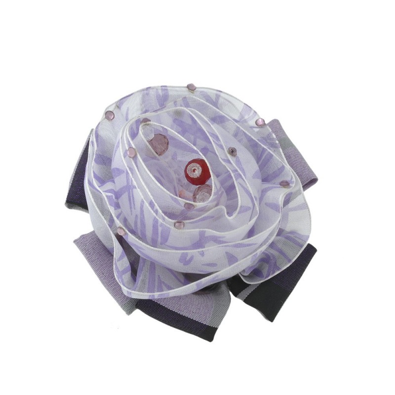 Заколка уточка/брошка с тканевым цветком (3545) вариант 03