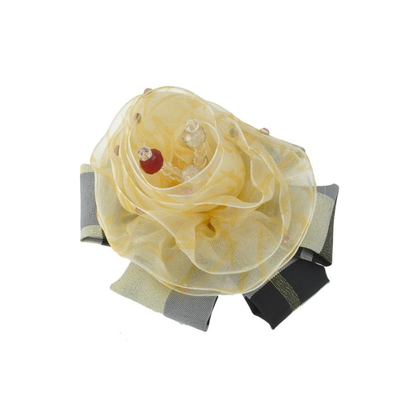 Заколка уточка/брошка с тканевым цветком (3545) вариант 04