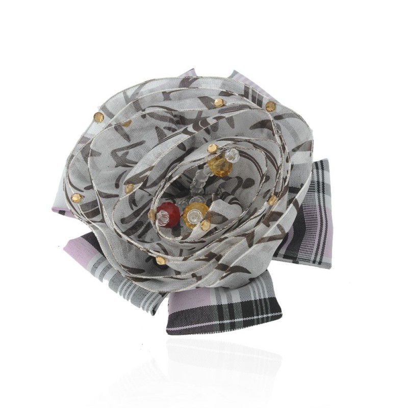 Заколка уточка/брошка с тканевым цветком (3545) вариант 05