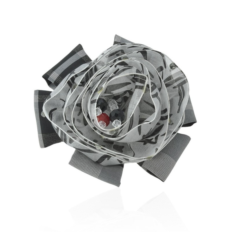 Заколка уточка/брошка с тканевым цветком (3545) вариант 06