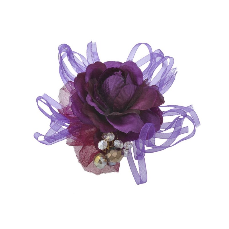 Заколка-уточка для волос с цветком и стразами 10см (4692) вариант 10