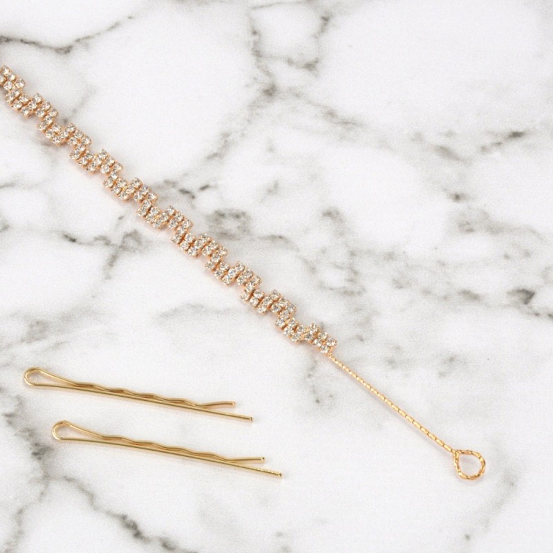 Украшение-веточка для волос золотистая (15478)