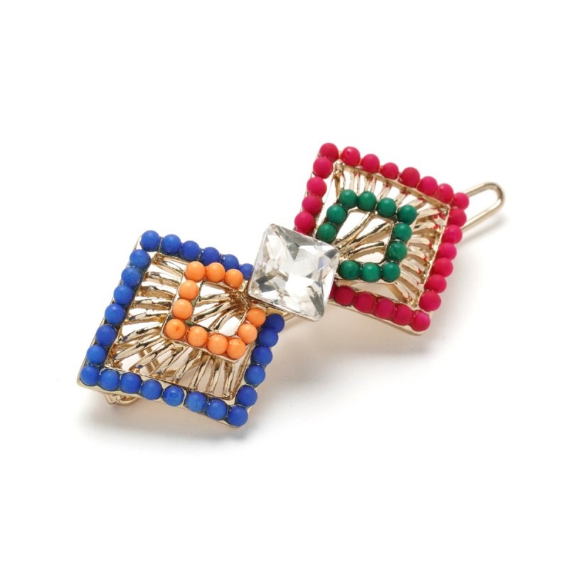 Заколка-защёлка со стразами 5.3см (10238) вариант 01