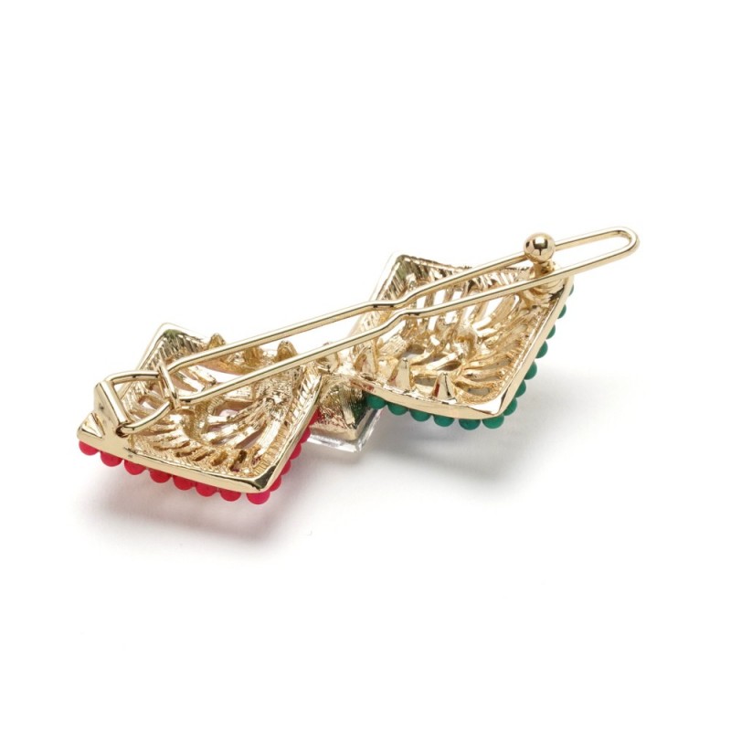 Заколка-защёлка со стразами 5.3см (10238) вариант 02