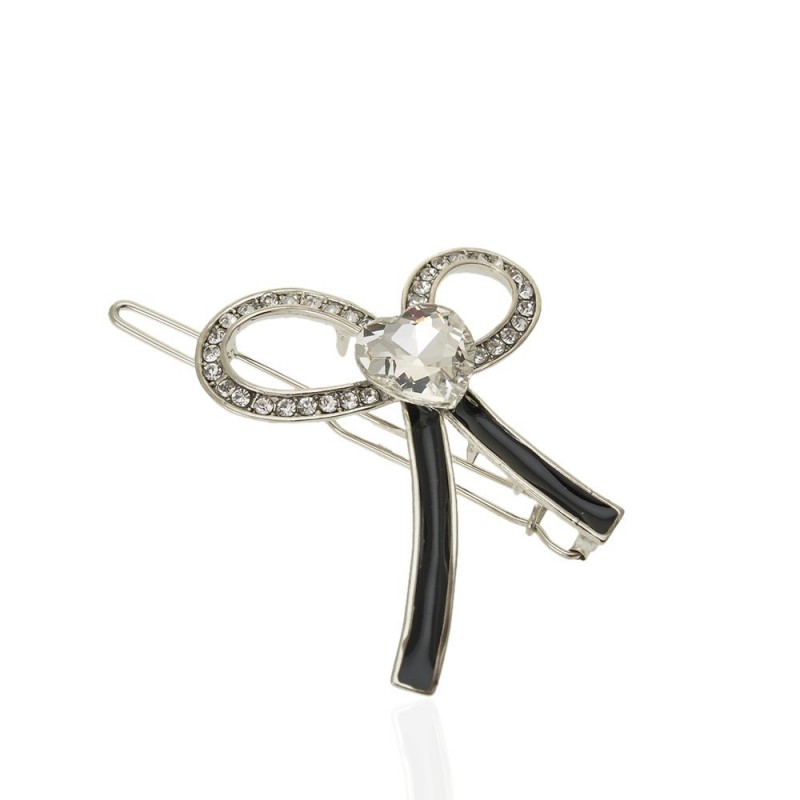 Заколка-защёлка со стразами 5.7см (13876) вариант 01