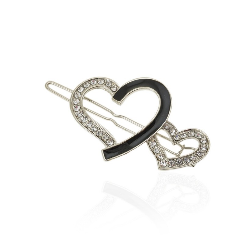 Заколка-защёлка со стразами 5.8см (13937) вариант 01