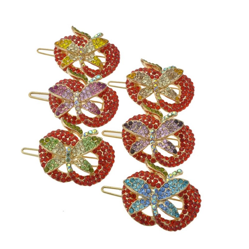 Заколка-защёлка со стразами 4.7см (2492) вариант упаковка 6шт