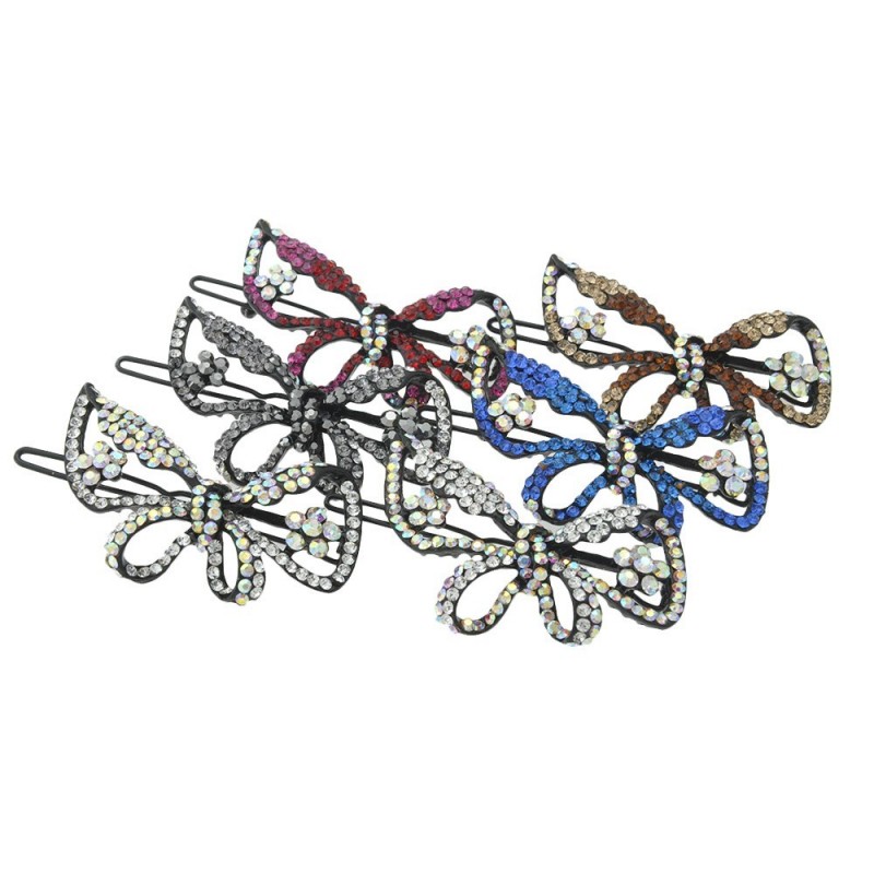 Заколка-защёлка со стразами 5.7см (3493) вариант упаковка 6шт