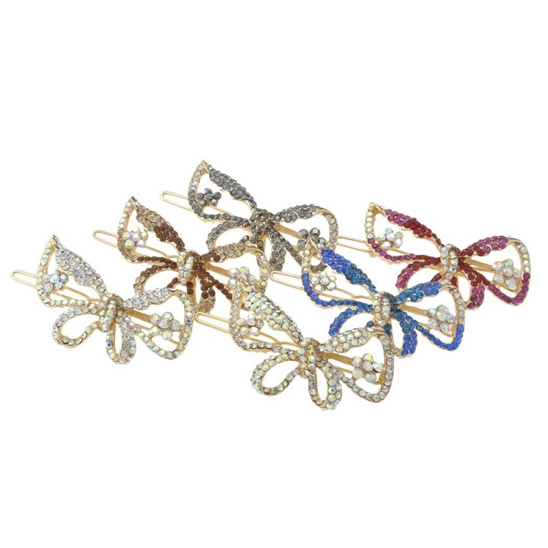 Заколка-защёлка со стразами 5.7см (11895) вариант упаковка 6шт