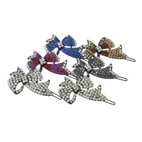 Заколка-защёлка со стразами 6.5см (11897) вариант упаковка 6шт