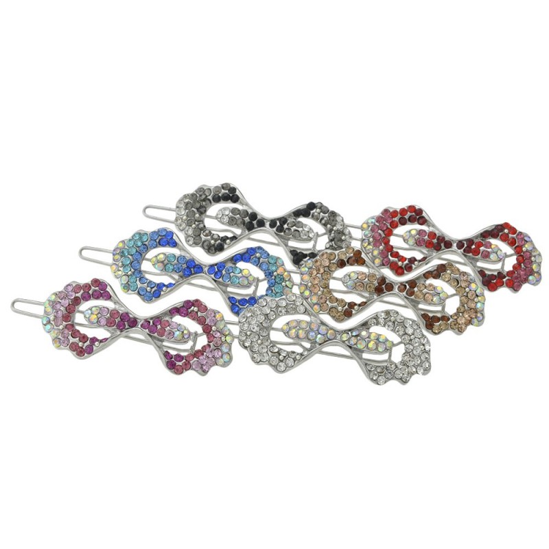 Заколка-защёлка со стразами 4.8см (6257) вариант упаковка 6шт