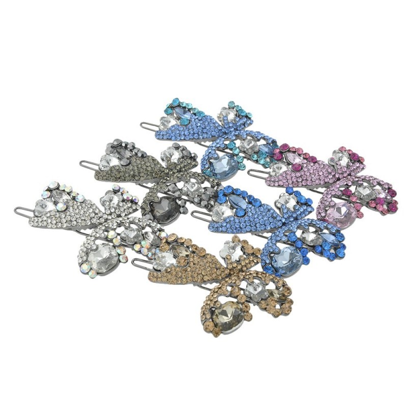 Заколка-защёлка со стразами 5.6см (8363) вариант упаковка 6шт