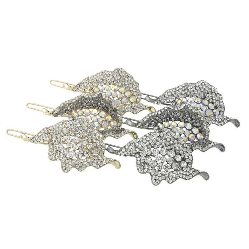 Заколка-защёлка со стразами 6см (9362) вариант упаковка 6шт