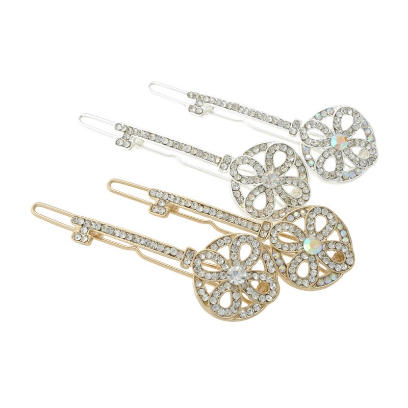 Заколка-защёлка со стразами 5.8см (9364) вариант упаковка 12шт