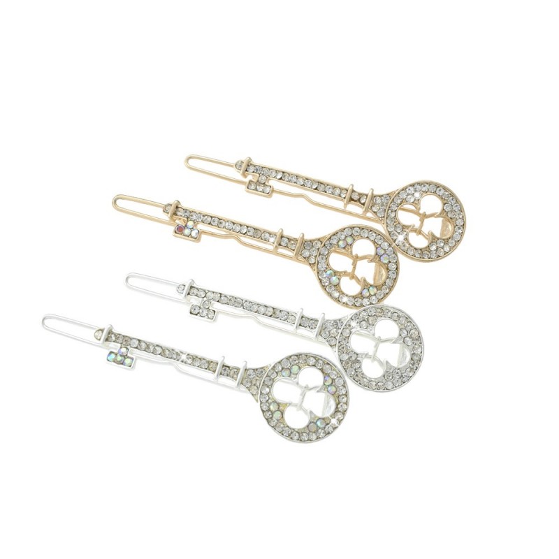 Заколка-защёлка со стразами 5.7см (9365) вариант упаковка 12шт