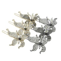 Заколка-защёлка со стразами 4.5см (9371) вариант упаковка 6шт