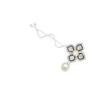 Заколка-защёлка со стразами 7.5см (11776) вариант 02