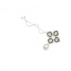 Заколка-защёлка со стразами 7.5см (11776) вариант 02