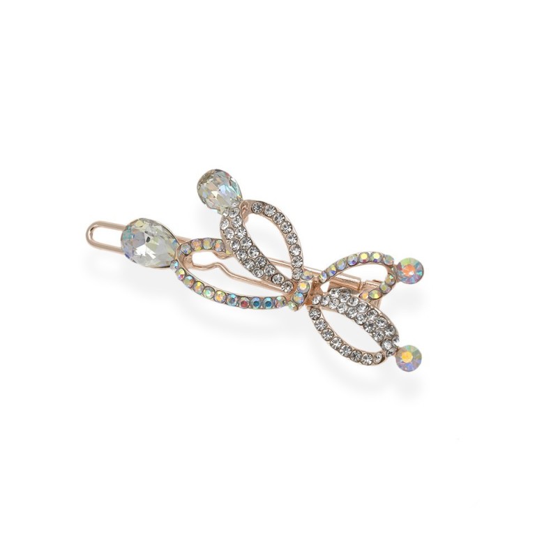 Заколка-защёлка со стразами 5.8см (14190) вариант 02