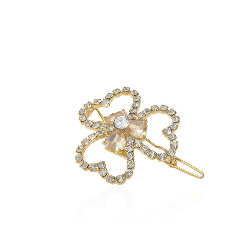 Заколка-защёлка цветок со стразами 4.5см (2399) вариант 01