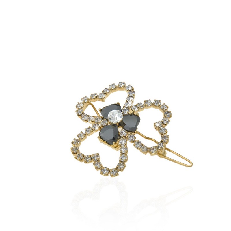 Заколка-защёлка цветок со стразами 4.5см (2399) вариант 02